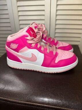 Kids Jordan 1 Mid (GS) “Fierce Pink” Sneakers…